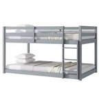 MATEERTY Solid Wooden, Twin Floor Bunk Bed wit Ladder, Upper and Bottom Bed Platforms Crafted with Stregthened Slats Gray