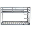 MATEERTY Solid Wooden, Twin Floor Bunk Bed wit Ladder, Upper and Bottom Bed Platforms Crafted with Stregthened Slats Gray