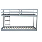 MATEERTY Solid Wooden, Twin Floor Bunk Bed wit Ladder, Upper and Bottom Bed Platforms Crafted with Stregthened Slats Gray