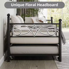 Twin Daybed with Trundle Bed, Heavy Duty Metal Twin Bed Frame with Pull Out Trundle