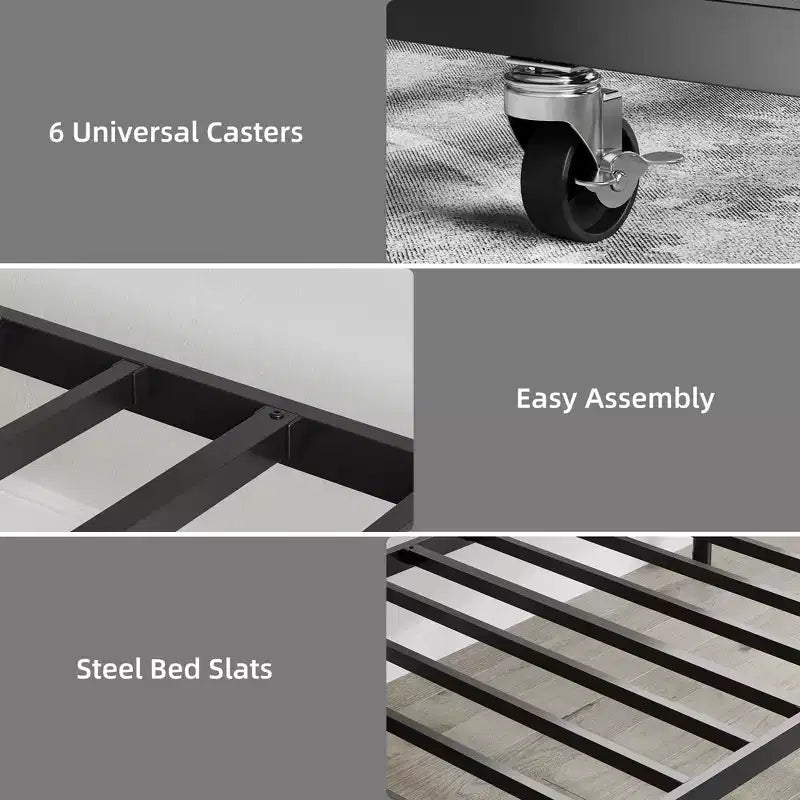 Twin Daybed with Trundle Bed, Heavy Duty Metal Twin Bed Frame with Pull Out Trundle