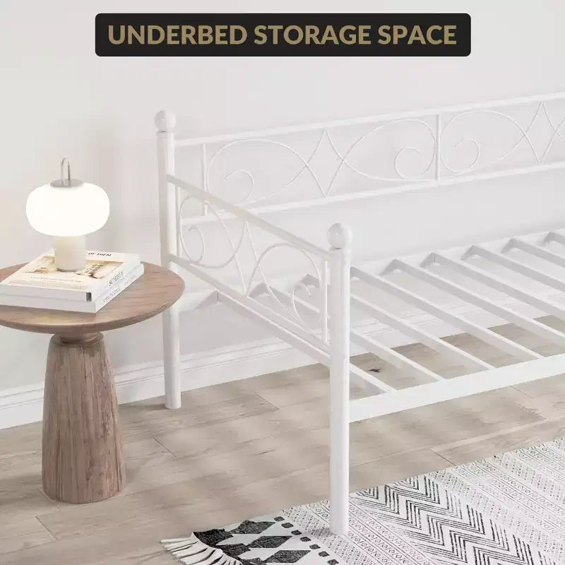 Twin Daybed with Trundle Bed, Heavy Duty Metal Twin Bed Frame with Pull Out Trundle