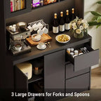 71 Tall Kitchen Pantry Cabinet with LED Lights & Power Outlets, Microwave Stand with Glass Door, Adjustable Shelves, 3 Drawers, Handless Design