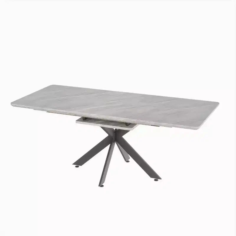 6278 Modern Extendable Dining Table with Black Metal Base, Rectangular Kitchen Table for Dining Room or Breakfast Area-Panipeachy