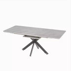 6278 Modern Extendable Dining Table with Black Metal Base, Rectangular Kitchen Table for Dining Room or Breakfast Area-Panipeachy