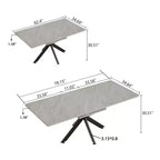 6278 Modern Extendable Dining Table with Black Metal Base, Rectangular Kitchen Table for Dining Room or Breakfast Area-Panipeachy