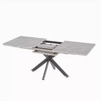 6278 Modern Extendable Dining Table with Black Metal Base, Rectangular Kitchen Table for Dining Room or Breakfast Area-Panipeachy