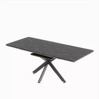 6278 Modern Extendable Dining Table with Black Metal Base, Rectangular Kitchen Table for Dining Room or Breakfast Area-Panipeachy