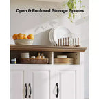 Amada Buffet Cabinet with Storage, 55 In Large Sideboard Storage Cabinet with Adjustable Shelves, 4 Doors, Modern Farmhouse Coffee Bar Cabinet