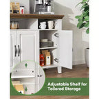 Amada Buffet Cabinet with Storage, 55 In Large Sideboard Storage Cabinet with Adjustable Shelves, 4 Doors, Modern Farmhouse Coffee Bar Cabinet