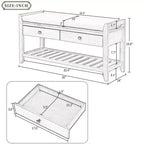 TUYOHW Solid Wood Shoe Storage Bench with 2 Drawers & Cushion,Multipurpose Entryway Organizer with Grid Rack Base,Espresso