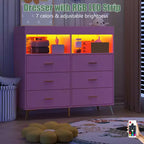 COZONY Dresser for Bedroom with Changing Table Top, 6 Drawer Baby Changing Table Dresser with Open Shelves