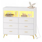 COZONY Dresser for Bedroom with Changing Table Top, 6 Drawer Baby Changing Table Dresser with Open Shelves