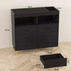 COZONY Dresser for Bedroom with Changing Table Top, 6 Drawer Baby Changing Table Dresser with Open Shelves