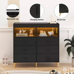 COZONY Dresser for Bedroom with Changing Table Top, 6 Drawer Baby Changing Table Dresser with Open Shelves