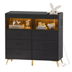 COZONY Dresser for Bedroom with Changing Table Top, 6 Drawer Baby Changing Table Dresser with Open Shelves