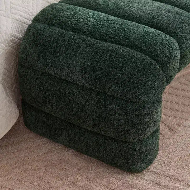 TUYOHW Modern Ottoman Bench with Chenille Tufted Upholstered End of Bed Bench Rectangle Daybed Chaise Vanity Stool for Living Room, Entryway