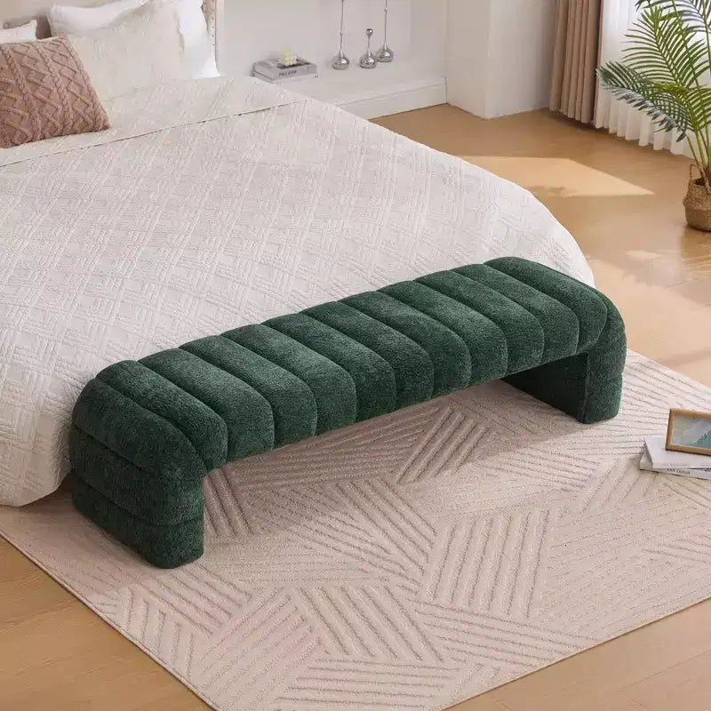 TUYOHW Modern Ottoman Bench with Chenille Tufted Upholstered End of Bed Bench Rectangle Daybed Chaise Vanity Stool for Living Room, Entryway
