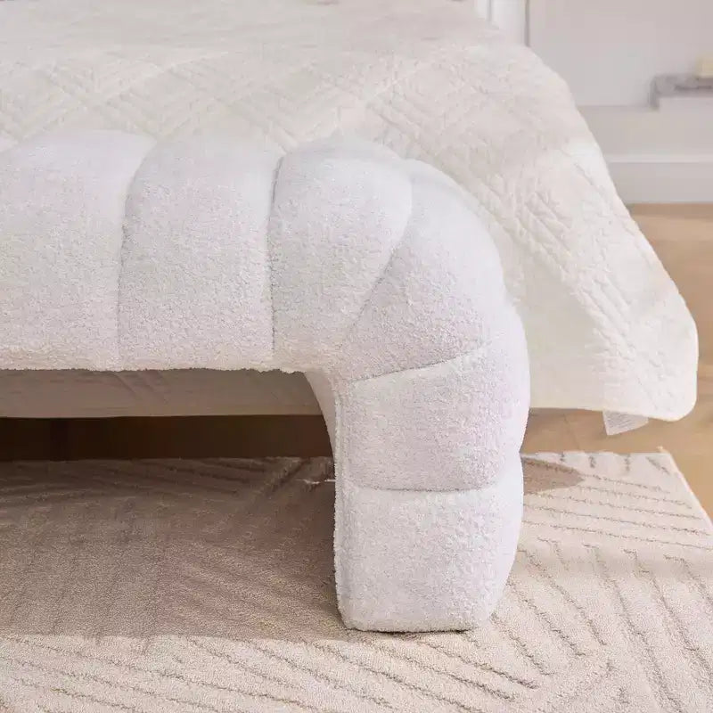 TUYOHW Modern Ottoman Bench with Chenille Tufted Upholstered End of Bed Bench Rectangle Daybed Chaise Vanity Stool for Living Room, Entryway
