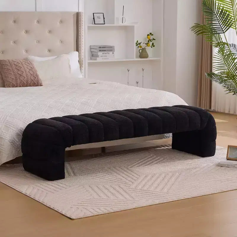 TUYOHW Modern Ottoman Bench with Chenille Tufted Upholstered End of Bed Bench Rectangle Daybed Chaise Vanity Stool for Living Room, Entryway