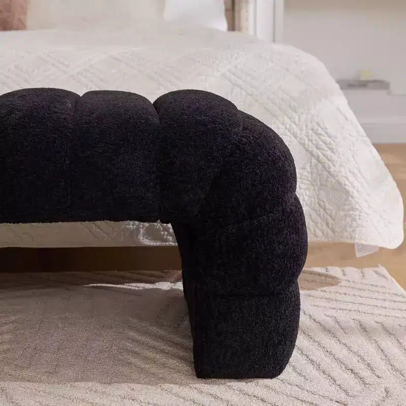 TUYOHW Modern Ottoman Bench with Chenille Tufted Upholstered End of Bed Bench Rectangle Daybed Chaise Vanity Stool for Living Room, Entryway
