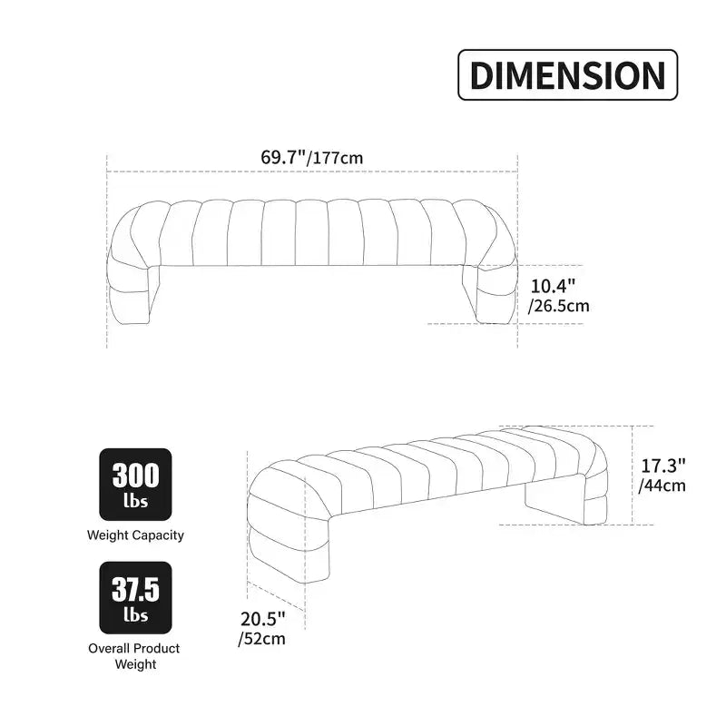 TUYOHW Modern Ottoman Bench with Chenille Tufted Upholstered End of Bed Bench Rectangle Daybed Chaise Vanity Stool for Living Room, Entryway