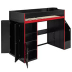GDFStudio Barnes Gaming Loft Bed with Desk and Storage, LED Lights