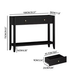 Console Table Entryway Table Sofa Side Table Storage Accent Table with Drawers & Shelf, Black - ModernLuxe