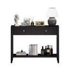 Console Table Entryway Table Sofa Side Table Storage Accent Table with Drawers & Shelf, Black - ModernLuxe