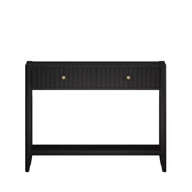 Console Table Entryway Table Sofa Side Table Storage Accent Table with Drawers & Shelf, Black - ModernLuxe
