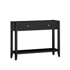 Console Table Entryway Table Sofa Side Table Storage Accent Table with Drawers & Shelf, Black - ModernLuxe