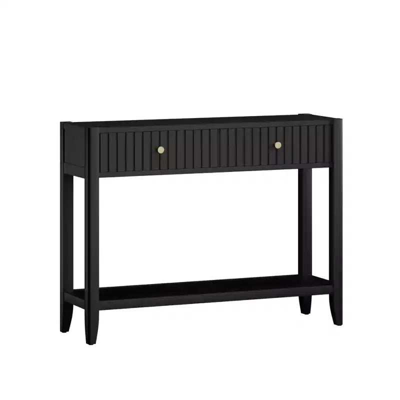 Console Table Entryway Table Sofa Side Table Storage Accent Table with Drawers & Shelf, Black - ModernLuxe