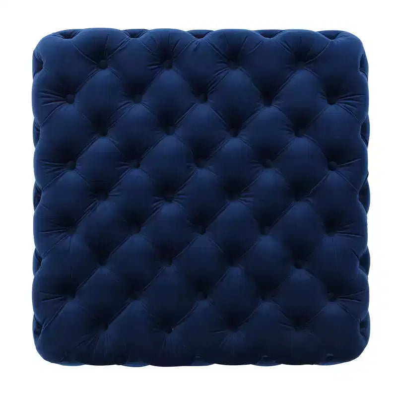 Okak Velvet Ottoman with Button-Tufted Diamond Stitch, Square Entryway Bench with Smooth Touch, Foot Stools Ottoman for Living Room
