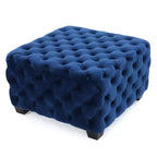 Okak Velvet Ottoman with Button-Tufted Diamond Stitch, Square Entryway Bench with Smooth Touch, Foot Stools Ottoman for Living Room