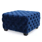 Okak Velvet Ottoman with Button-Tufted Diamond Stitch, Square Entryway Bench with Smooth Touch, Foot Stools Ottoman for Living Room