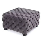 Okak Velvet Ottoman with Button-Tufted Diamond Stitch, Square Entryway Bench with Smooth Touch, Foot Stools Ottoman for Living Room