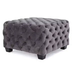 Okak Velvet Ottoman with Button-Tufted Diamond Stitch, Square Entryway Bench with Smooth Touch, Foot Stools Ottoman for Living Room