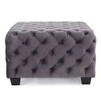 Okak Velvet Ottoman with Button-Tufted Diamond Stitch, Square Entryway Bench with Smooth Touch, Foot Stools Ottoman for Living Room