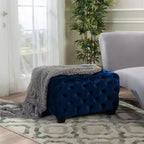 Okak Velvet Ottoman with Button-Tufted Diamond Stitch, Square Entryway Bench with Smooth Touch, Foot Stools Ottoman for Living Room