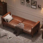 75 in Futon Sofa Bed, Convertible Sleeper, Faux Leather Small Couch, Loveseat, Mid-Century Modern Couch for Living Room, Bedroom