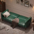 75 in Futon Sofa Bed, Convertible Sleeper, Faux Leather Small Couch, Loveseat, Mid-Century Modern Couch for Living Room, Bedroom
