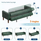 75 in Futon Sofa Bed, Convertible Sleeper, Faux Leather Small Couch, Loveseat, Mid-Century Modern Couch for Living Room, Bedroom