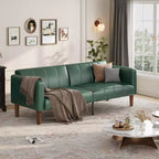 75 in Futon Sofa Bed, Convertible Sleeper, Faux Leather Small Couch, Loveseat, Mid-Century Modern Couch for Living Room, Bedroom