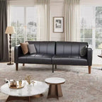 75 in Futon Sofa Bed, Convertible Sleeper, Faux Leather Small Couch, Loveseat, Mid-Century Modern Couch for Living Room, Bedroom