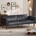 75 in Futon Sofa Bed, Convertible Sleeper, Faux Leather Small Couch, Loveseat, Mid-Century Modern Couch for Living Room, Bedroom