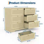 COZONY Modern 6-Drawer Boho Dresser with Solid Wood Legs, Long Storage Chest for Bedroom & Living Room
