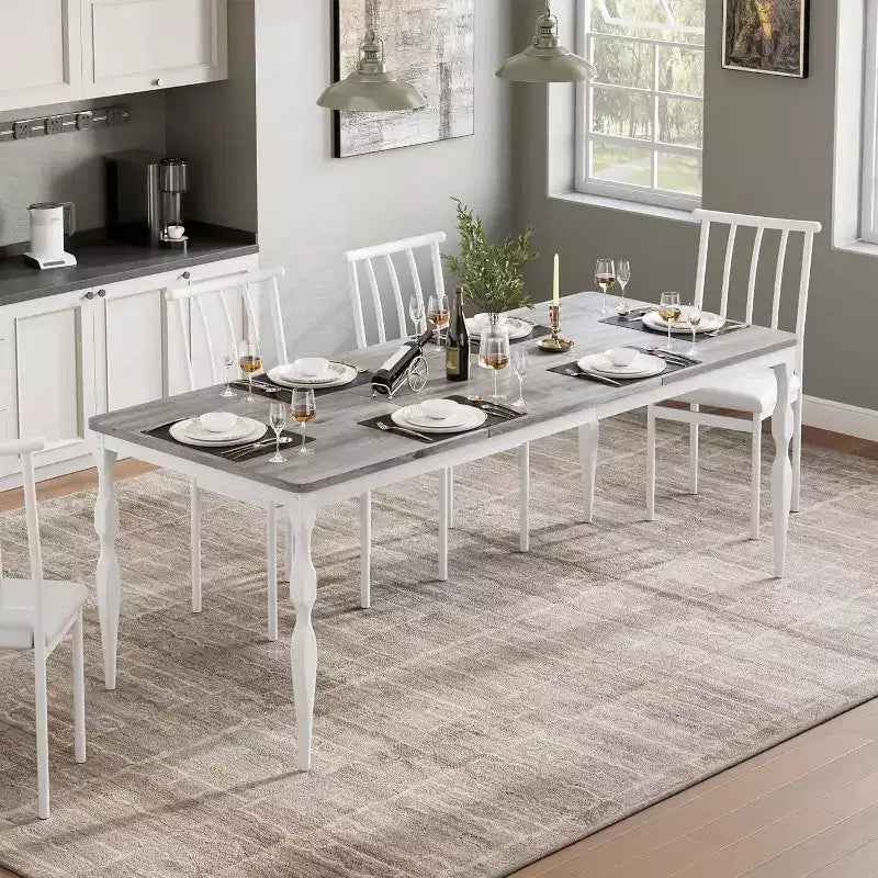 Rectangular Dining Table for 6, 78.8 Inch Rustic Farmhouse Kitchen Table,Long Wooden Dining Room Table, Dinette and Dinner Desk for Party,Big Family