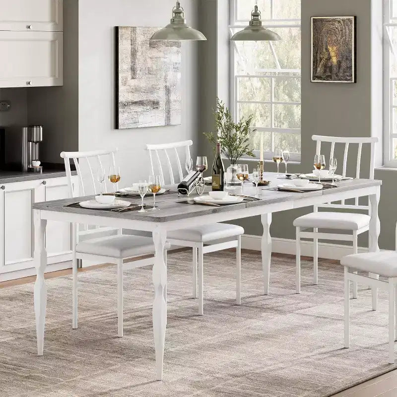 Rectangular Dining Table for 6, 78.8 Inch Rustic Farmhouse Kitchen Table,Long Wooden Dining Room Table, Dinette and Dinner Desk for Party,Big Family