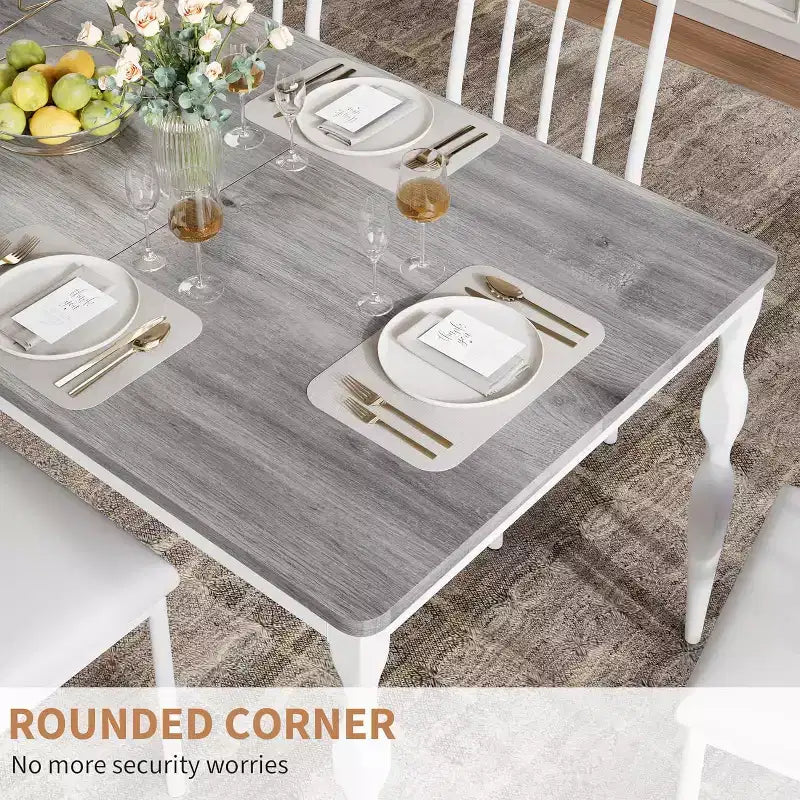 Rectangular Dining Table for 6, 78.8 Inch Rustic Farmhouse Kitchen Table,Long Wooden Dining Room Table, Dinette and Dinner Desk for Party,Big Family
