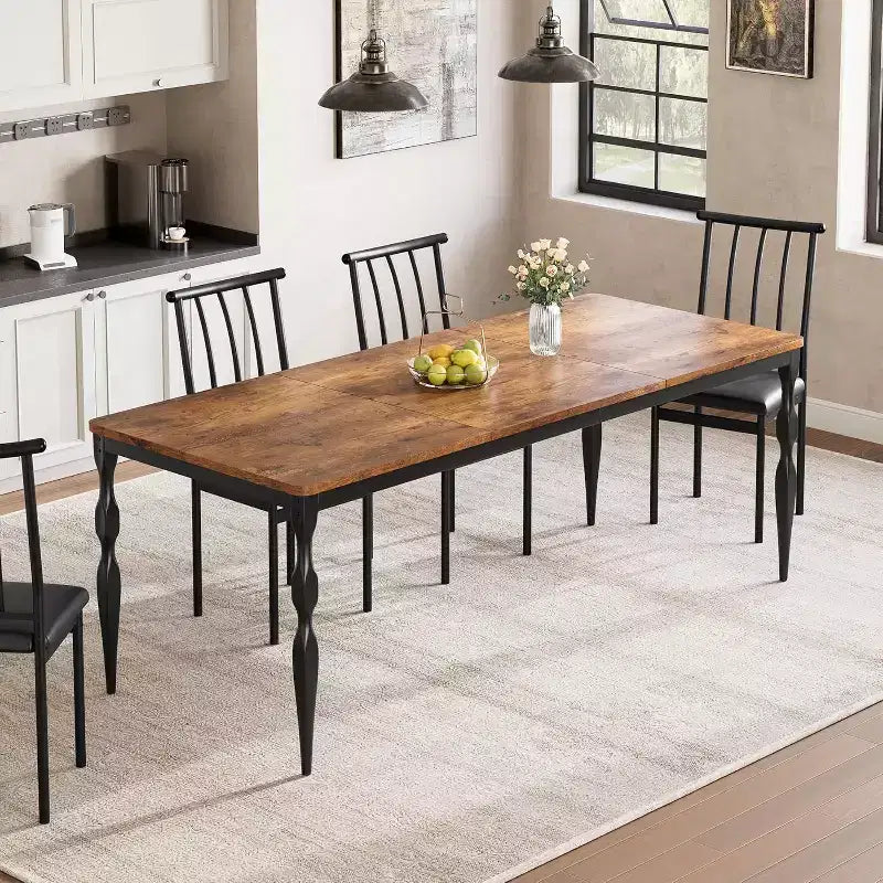 Rectangular Dining Table for 6, 78.8 Inch Rustic Farmhouse Kitchen Table,Long Wooden Dining Room Table, Dinette and Dinner Desk for Party,Big Family